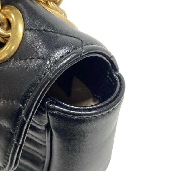 Auth GUCCI GG Marmont Quilting Small Shoulder Bag  Black Leather - Picture 8 of 16